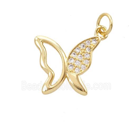 Copper Butterfly Pendant Pave Zirconia 18K Gold Plated