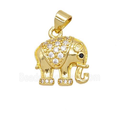 Copper Elephant Pendant Pave Zirconia 18K Gold Plated
