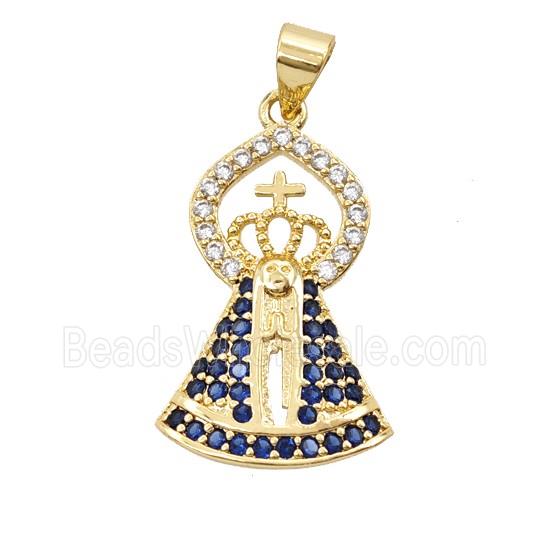 Copper Pope Pendant Pave Zirconia Crown 18K Gold Plated