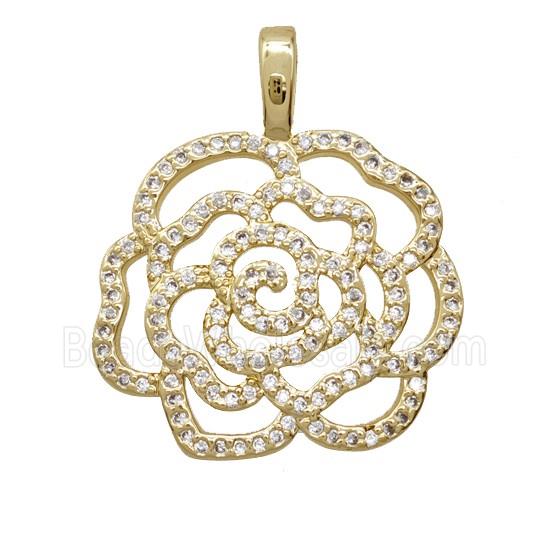 Copper Flower Pendant Pave Zirconia 18K Gold Plated