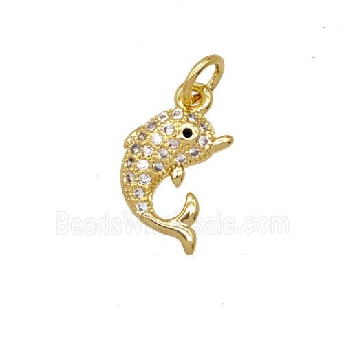 Copper Dolphin Pendant Pave Zirconia 18K Gold Plated