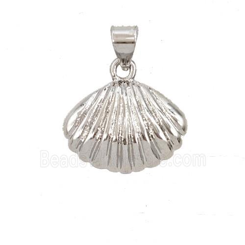 Copper Scallop Shell Pendant Platinum Plated