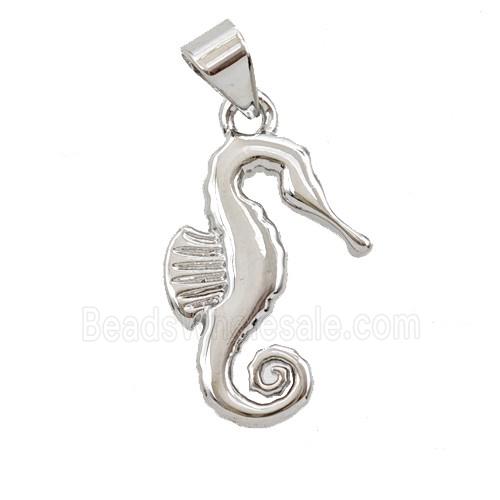Copper Seahorse Pendant Platinum Plated
