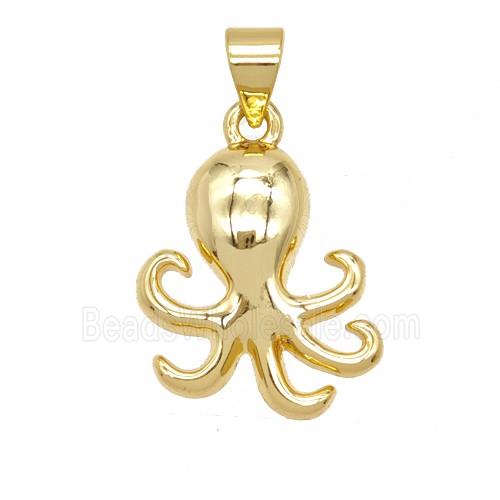 Copper Octopus Pendant 18K Gold Plated