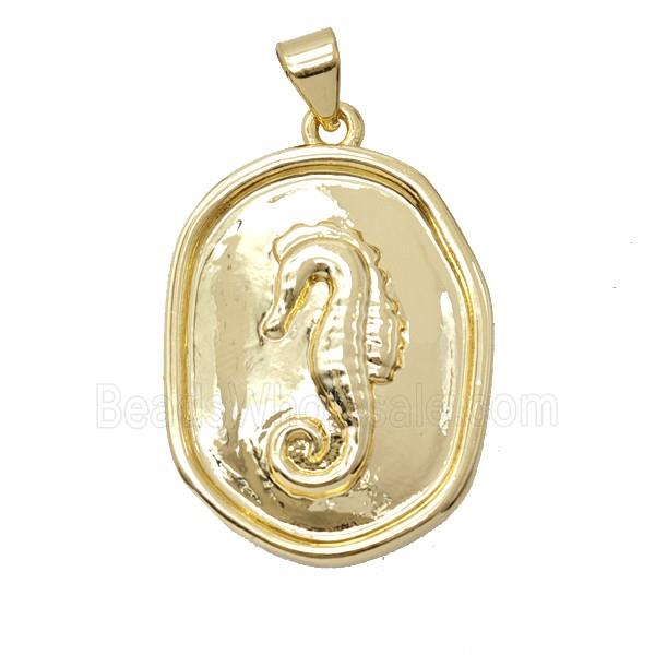 Copper Seahorse Pendant 18K Gold Plated
