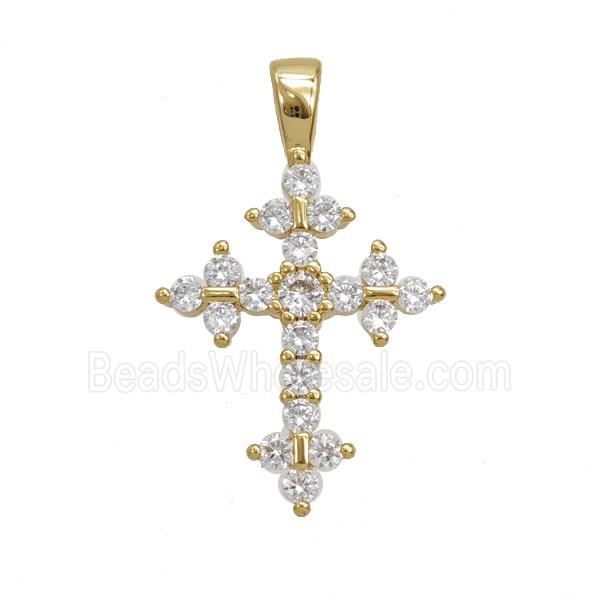 Copper Cross Pendant Pave Zirconia 18K Gold Plated