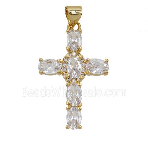Copper Cross Pendant Pave Zirconia 18K Gold Plated