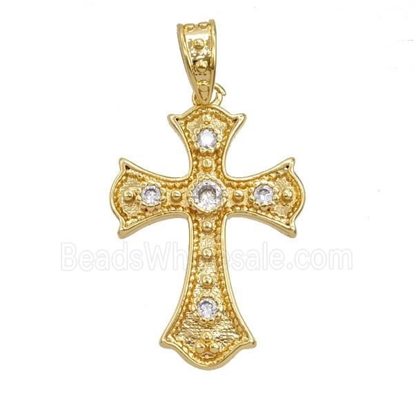 Copper Cross Pendant Pave Zirconia 18K Gold Plated