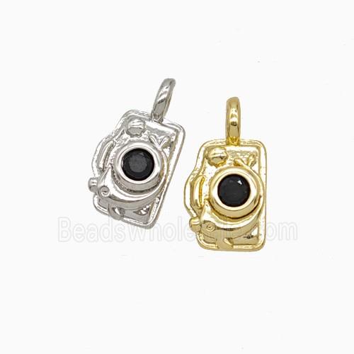 Copper Camera Pendant Pave Zirconia Mixed
