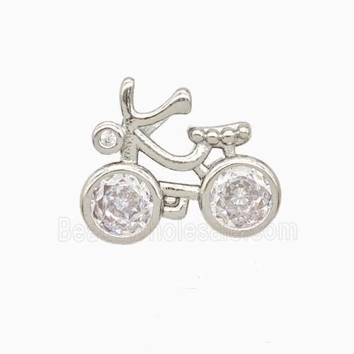 Copper Bicycle Pendant Pave Zirconia Sports Platinum Plated