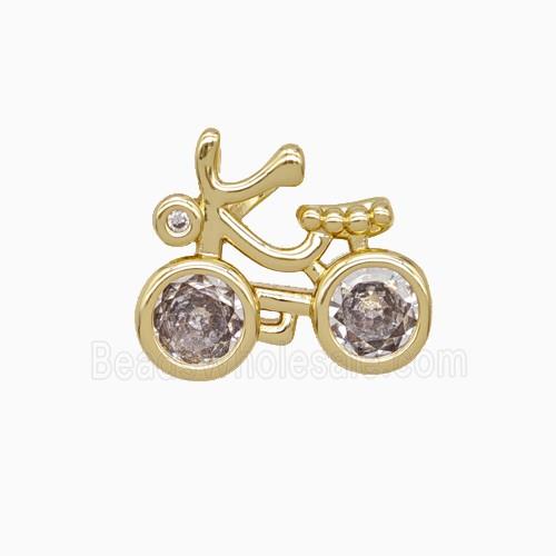 Copper Bicycle Pendant Pave Zirconia Sports Gold Plated
