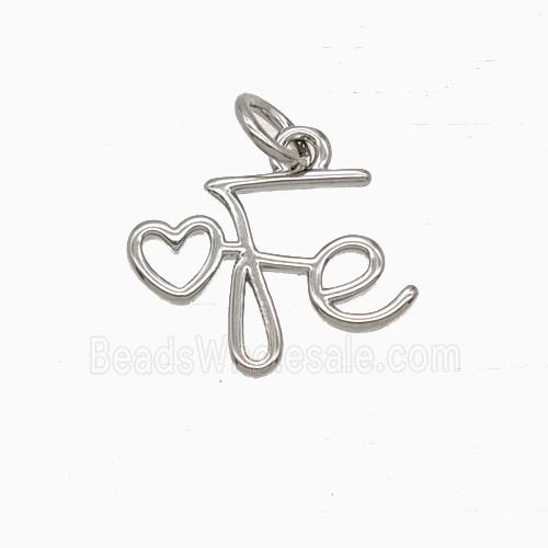 Copper Heart Fe Pendant Platinum Plated