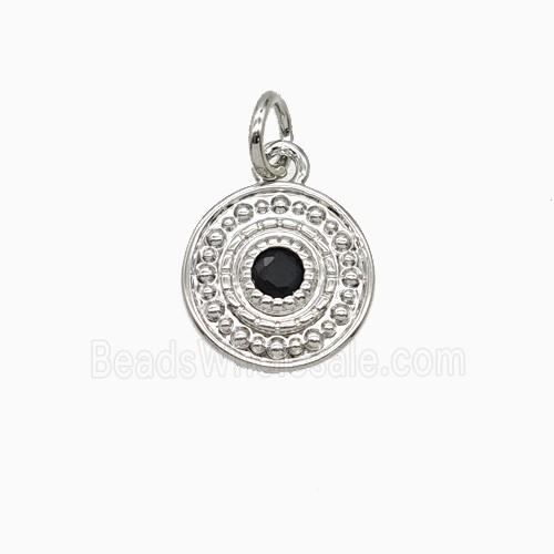 Copper Sun Pendant Pave Zirconia Platinum Plated