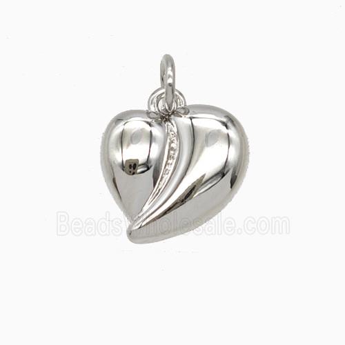 Copper Heart Pendant Platinum Plated