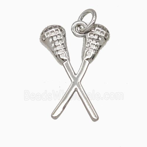 Copper Lacrosse Stick Pendant Sports Platinum Plated