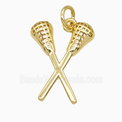 Copper Lacrosse Stick Pendant Sports Gold Plated