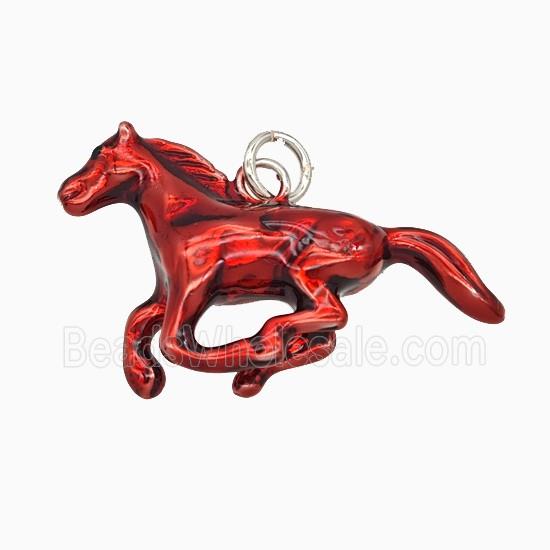 Copper Horse Pendant White Red Platinum Plated