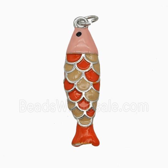 Copper Fish Pendant Enamel Platinum Plated