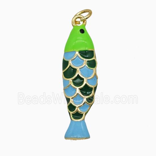 Copper Fish Pendant Enamel Gold Plated