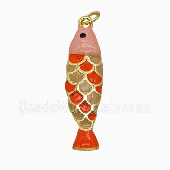 Copper Fish Pendant Enamel Gold Plated