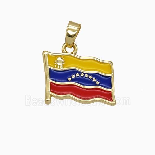 Copper Venezuela Flag Pendant Enamel Gold Plated