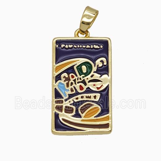 Copper Tarot Card Pendant Enamel Gold Plated