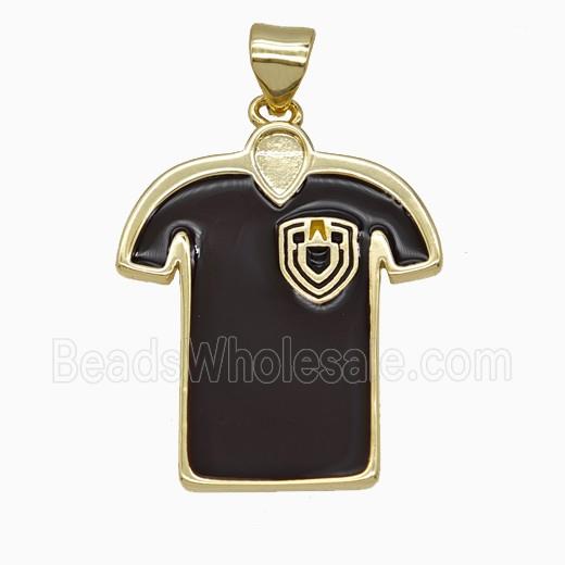 Copper Soccer Jersey Pendant Black Enamel Sports Clothes Gold Plated