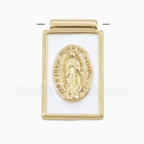 Copper Jesus Pendant White Enamel Gold Plated