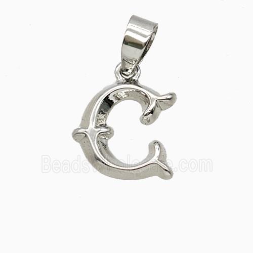 Copper Letter-C Pendant Platinum Plated