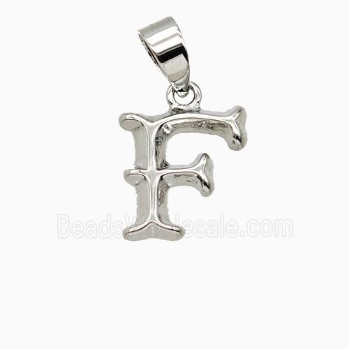 Copper Letter-F Pendant Platinum Plated