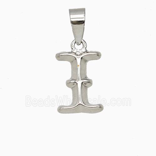 Copper Letter-I Pendant Platinum Plated
