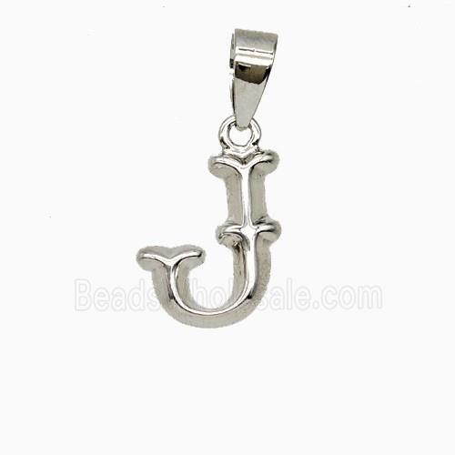 Copper Letter-J Pendant Platinum Plated