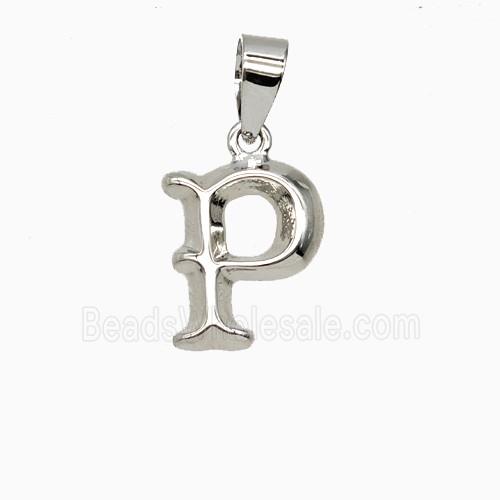 Copper Letter-P Pendant Platinum Plated
