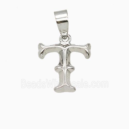 Copper Letter-T Pendant Platinum Plated