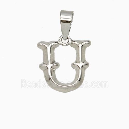 Copper Letter-U Pendant Platinum Plated