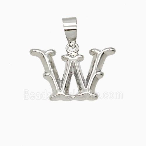 Copper Letter-W Pendant Platinum Plated