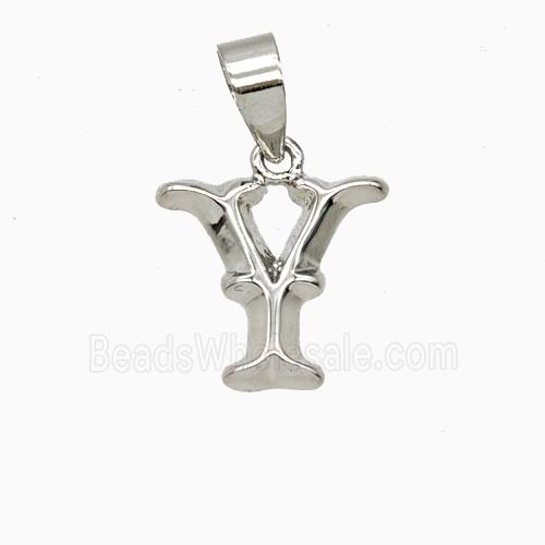 Copper Letter-Y Pendant Platinum Plated