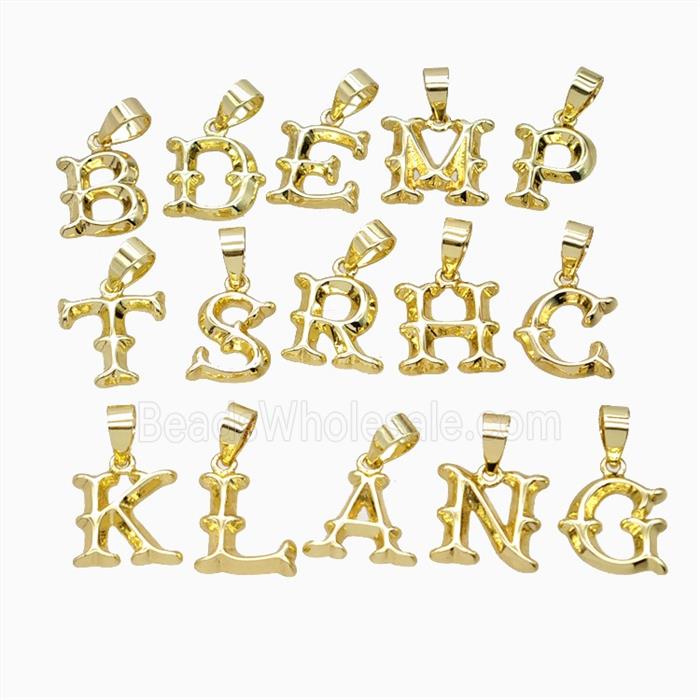 Copper Alphabet Pendant Gold Plated Mixed Letters