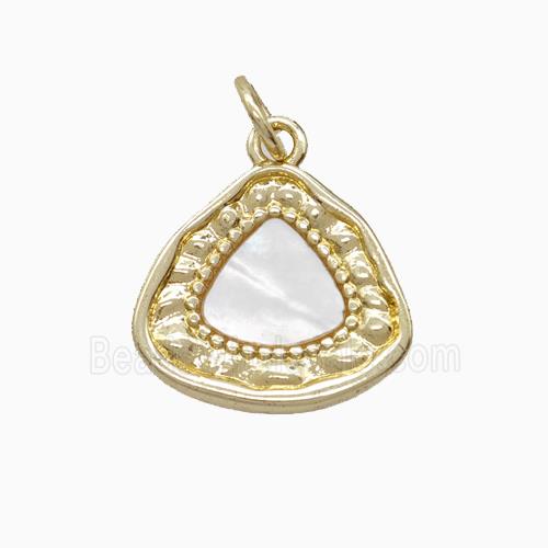 Copper Triangle Pendant Pave Shell Gold Plated