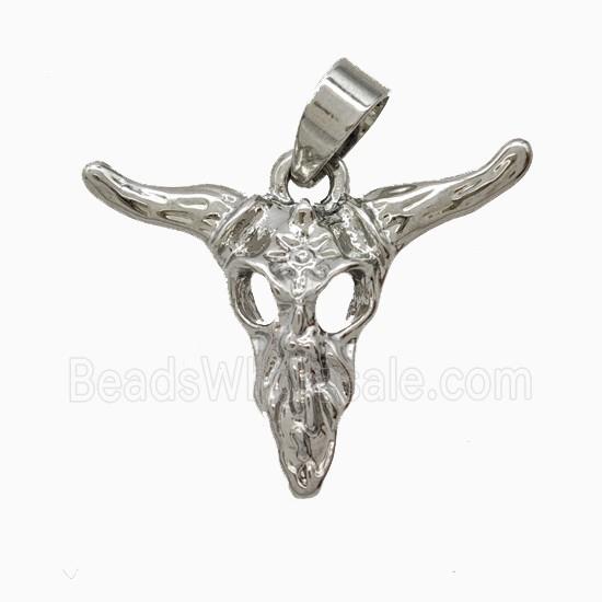 Copper Bullhead Pendant Platinum Plated