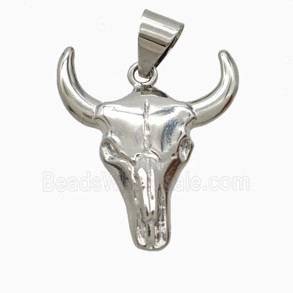 Copper Bullhead Pendant Platinum Plated