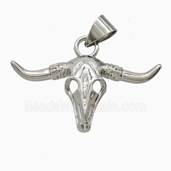 Copper Bullhead Pendant Platinum Plated