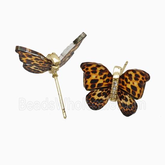 Blackorange Resin Butterfly Stud Earrings Gold Plated
