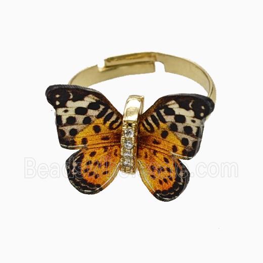 Blackorange Resin Butterfly Rings Adjustable Gold Plated