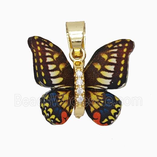 Blackorange Resin Butterfly Pendant Gold Plated