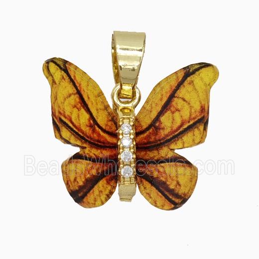 Orange Resin Butterfly Pendant Gold Plated