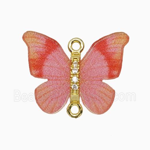 Pink Resin Butterfly Connector Gold Plated
