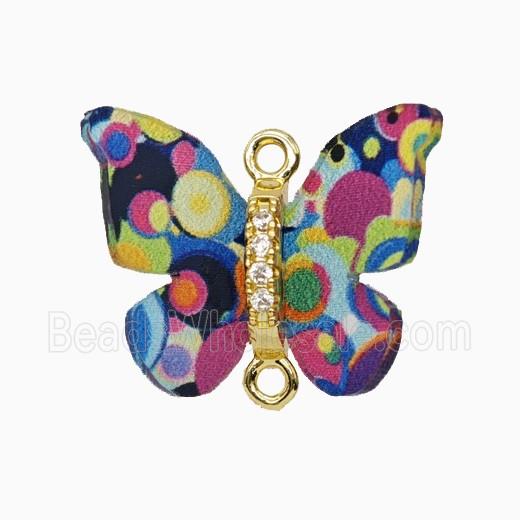 Multicolor Resin Butterfly Connector Gold Plated