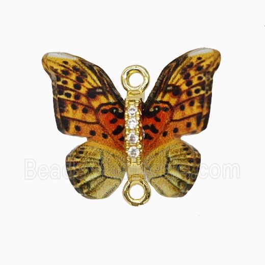 Orange Resin Butterfly Connector Gold Plated