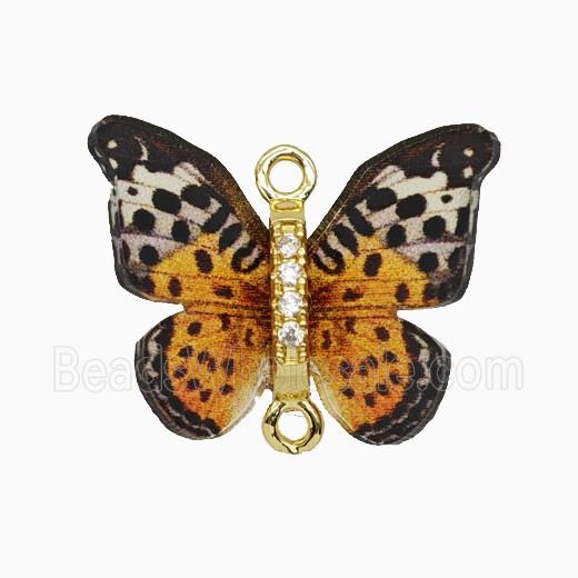 Orange Resin Butterfly Connector Gold Plated